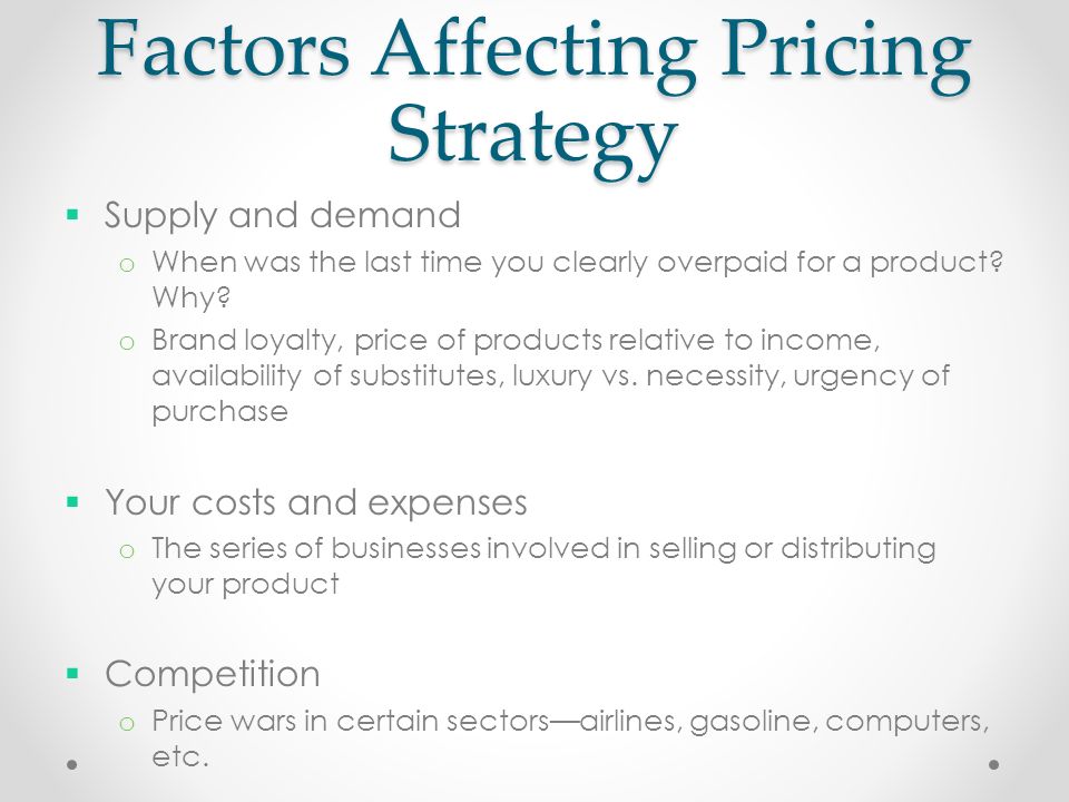 Factors afeecting supply and demand for